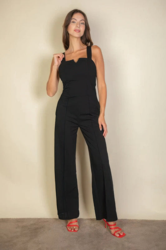 Notched neck cami jumpsuit JoySkyBoutique