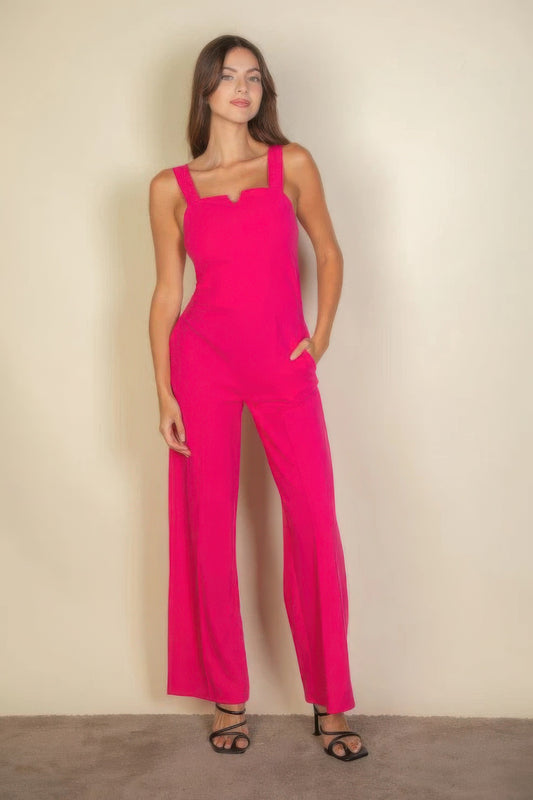 Notched neck cami jumpsuit JoySkyBoutique