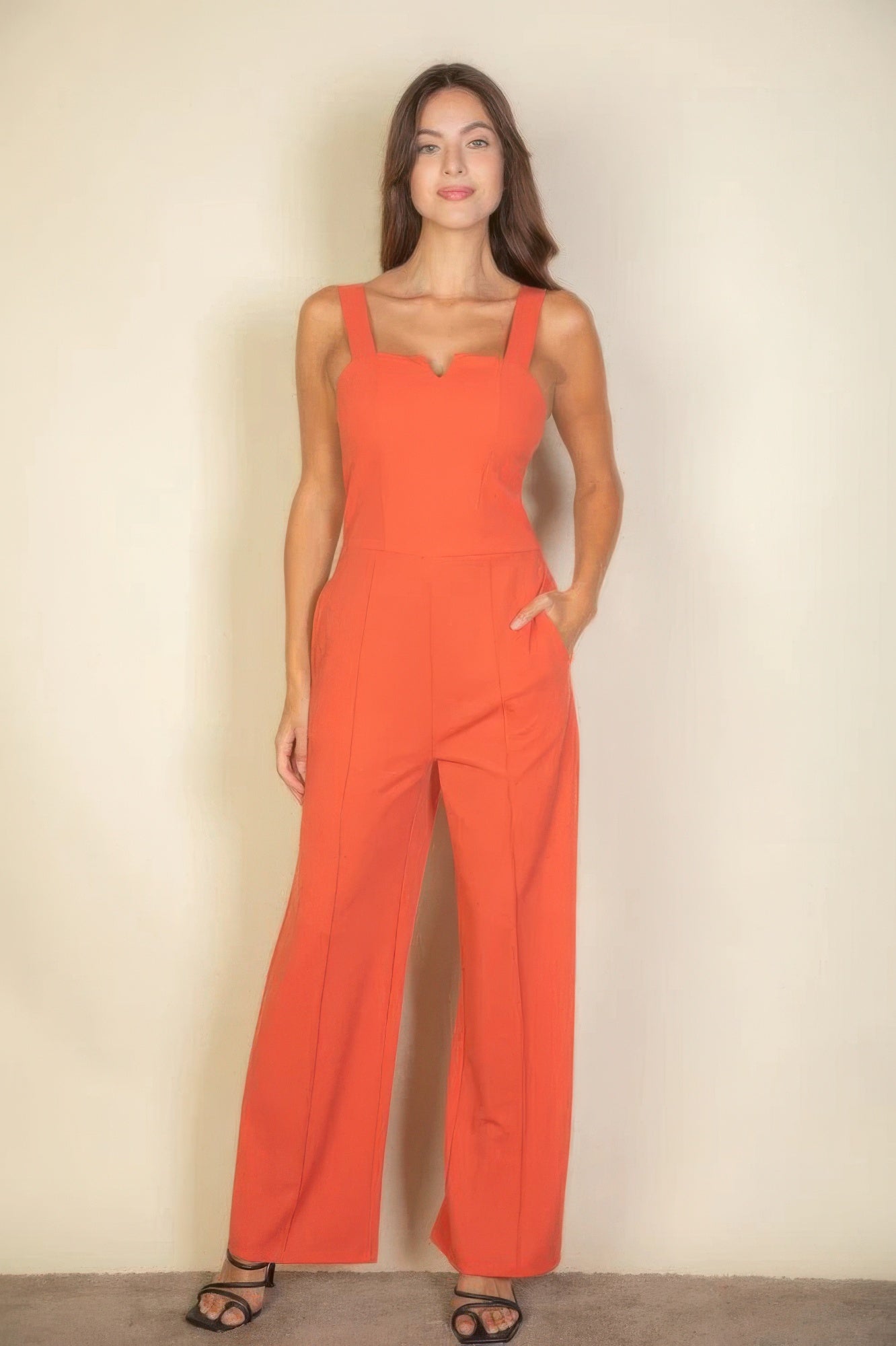 Notched neck cami jumpsuit JoySkyBoutique