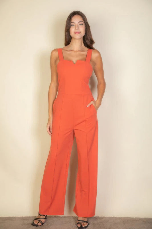 Notched neck cami jumpsuit JoySkyBoutique