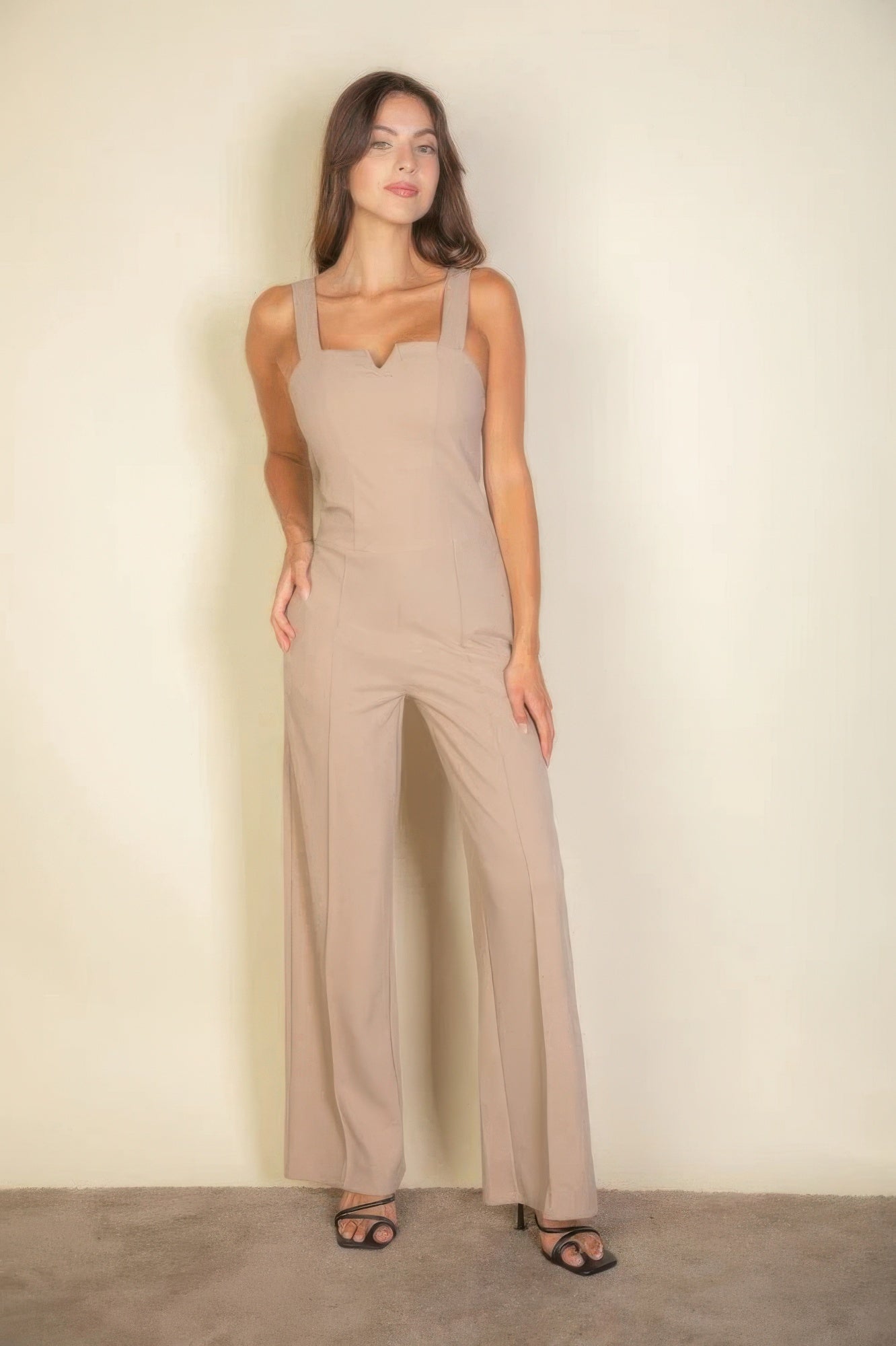 Notched neck cami jumpsuit JoySkyBoutique