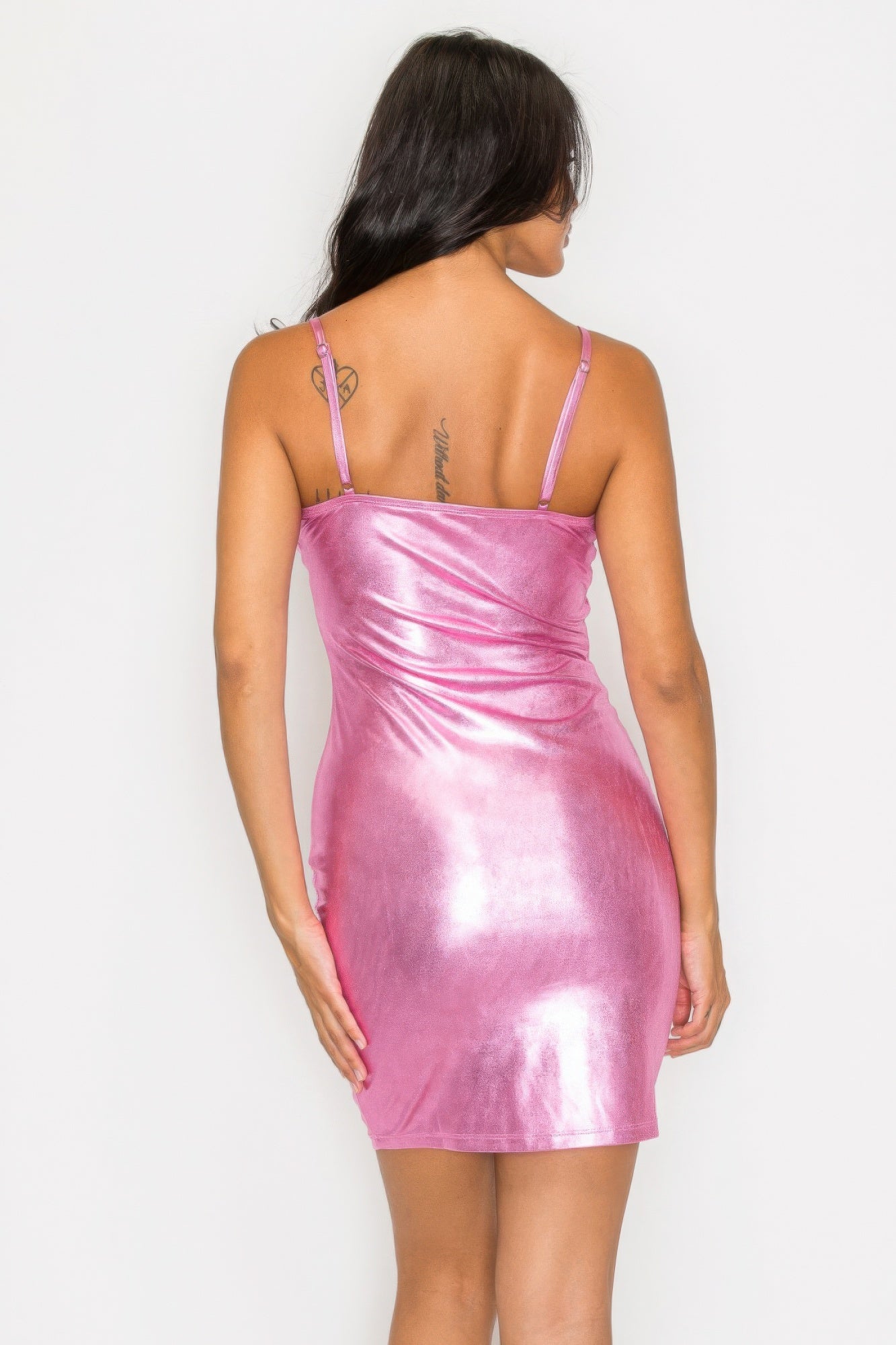 Scoop neck foil mini dress JoySkyBoutique