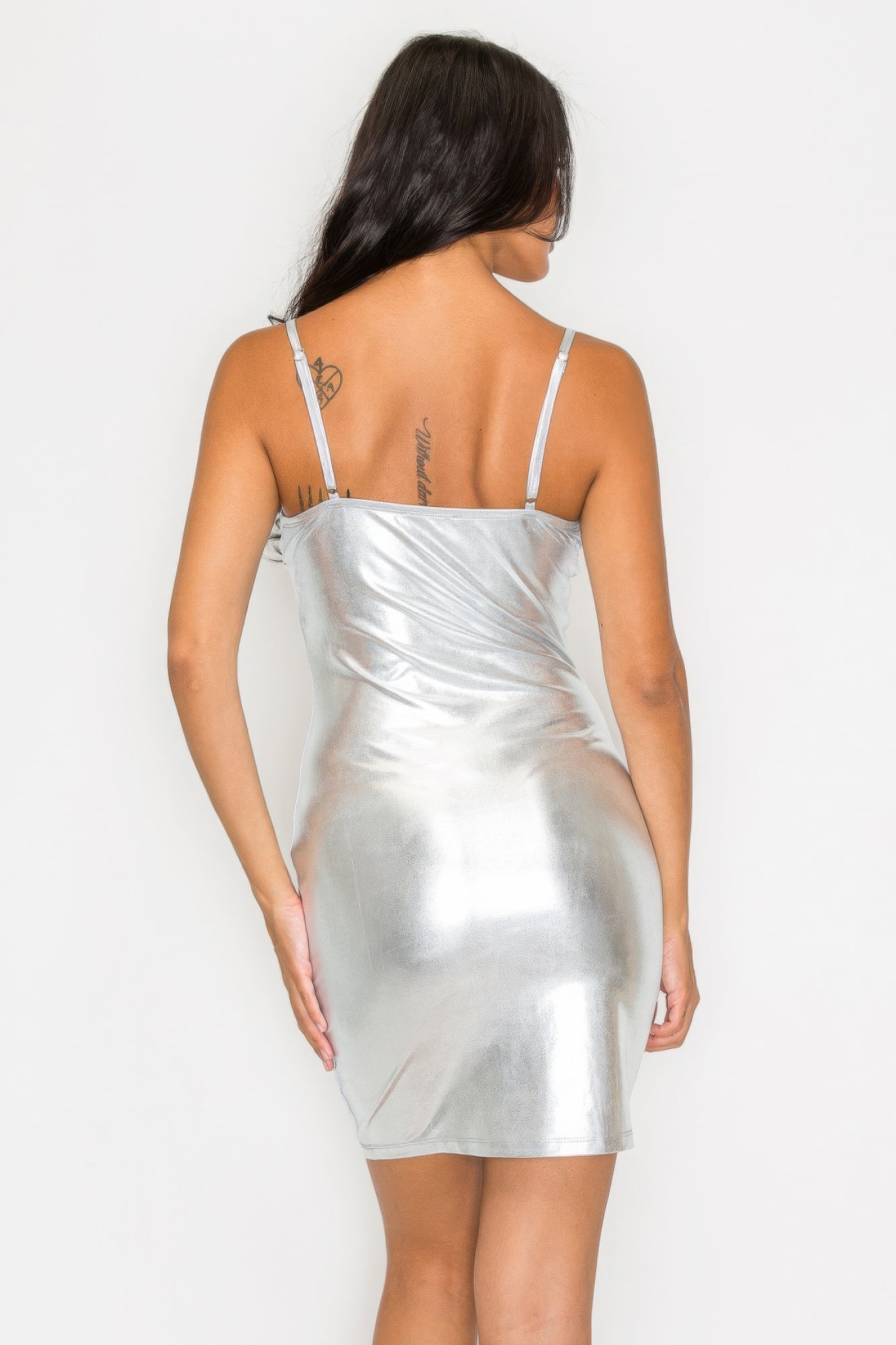 Scoop neck foil mini dress JoySkyBoutique