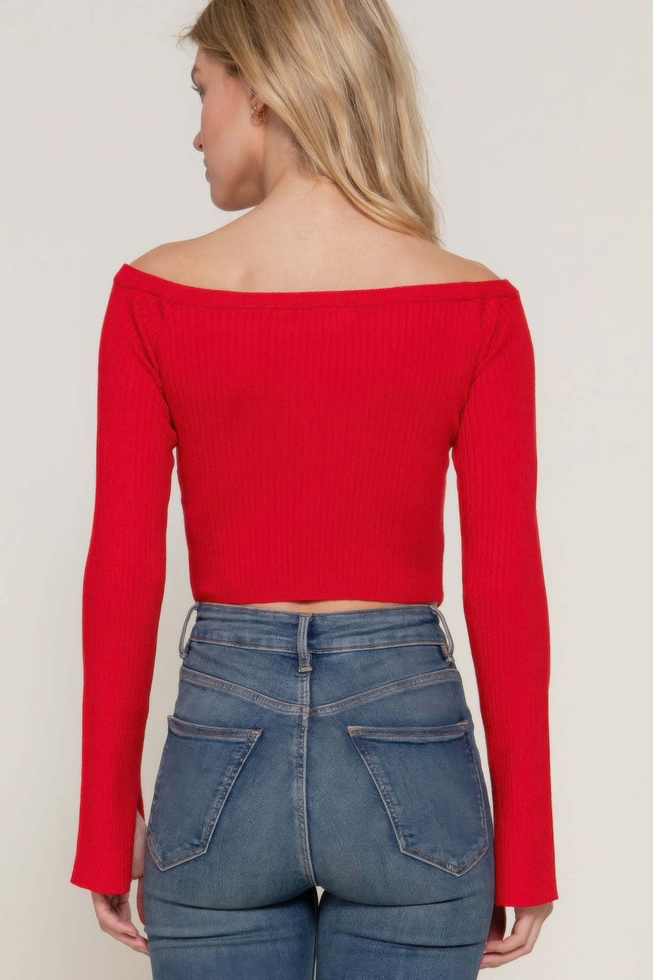 Long flare slv off shoulder sweater JoySkyBoutique