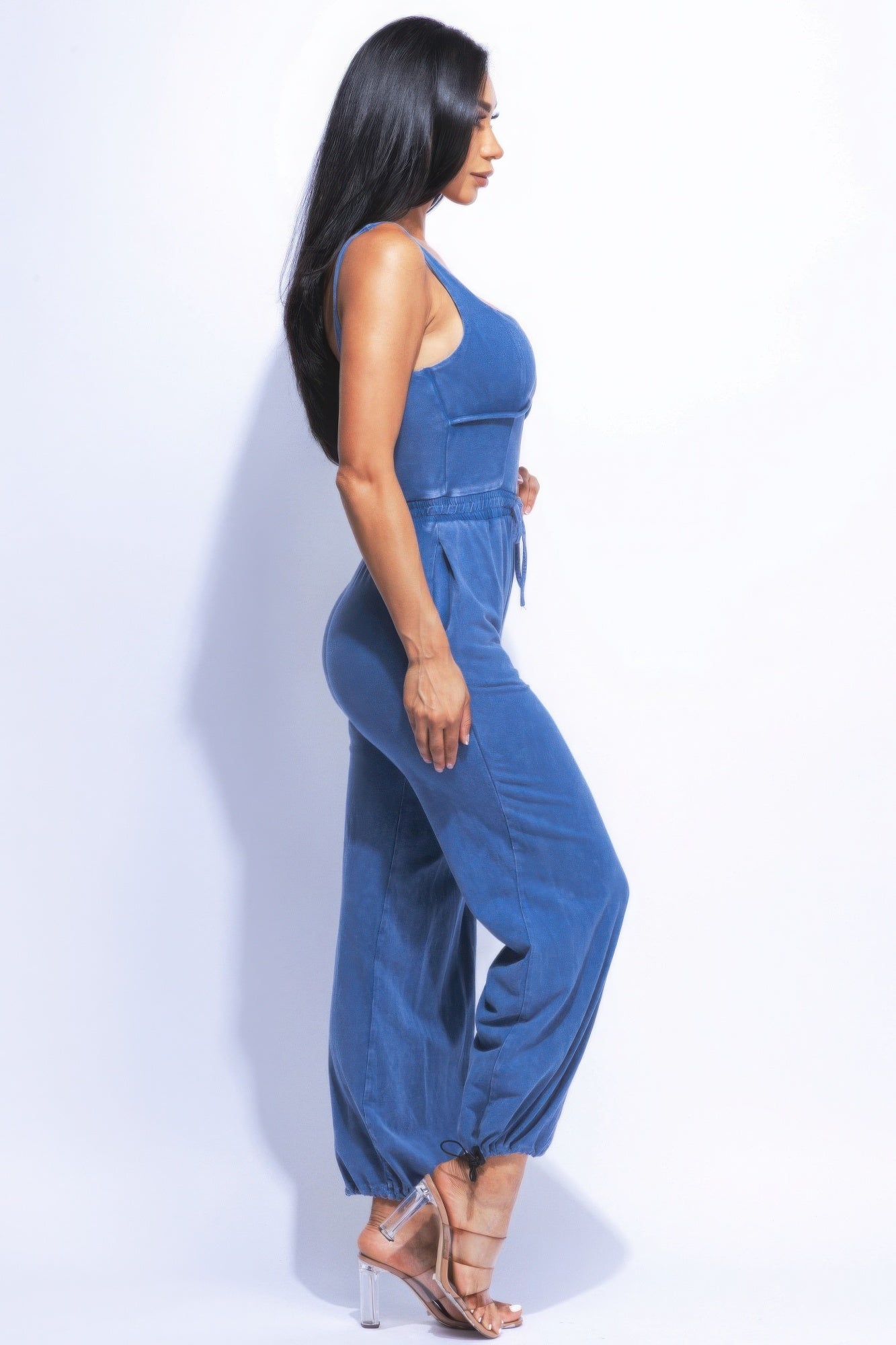 Washed Jumpsuit With Adjustable Ankle JoySkyBoutique