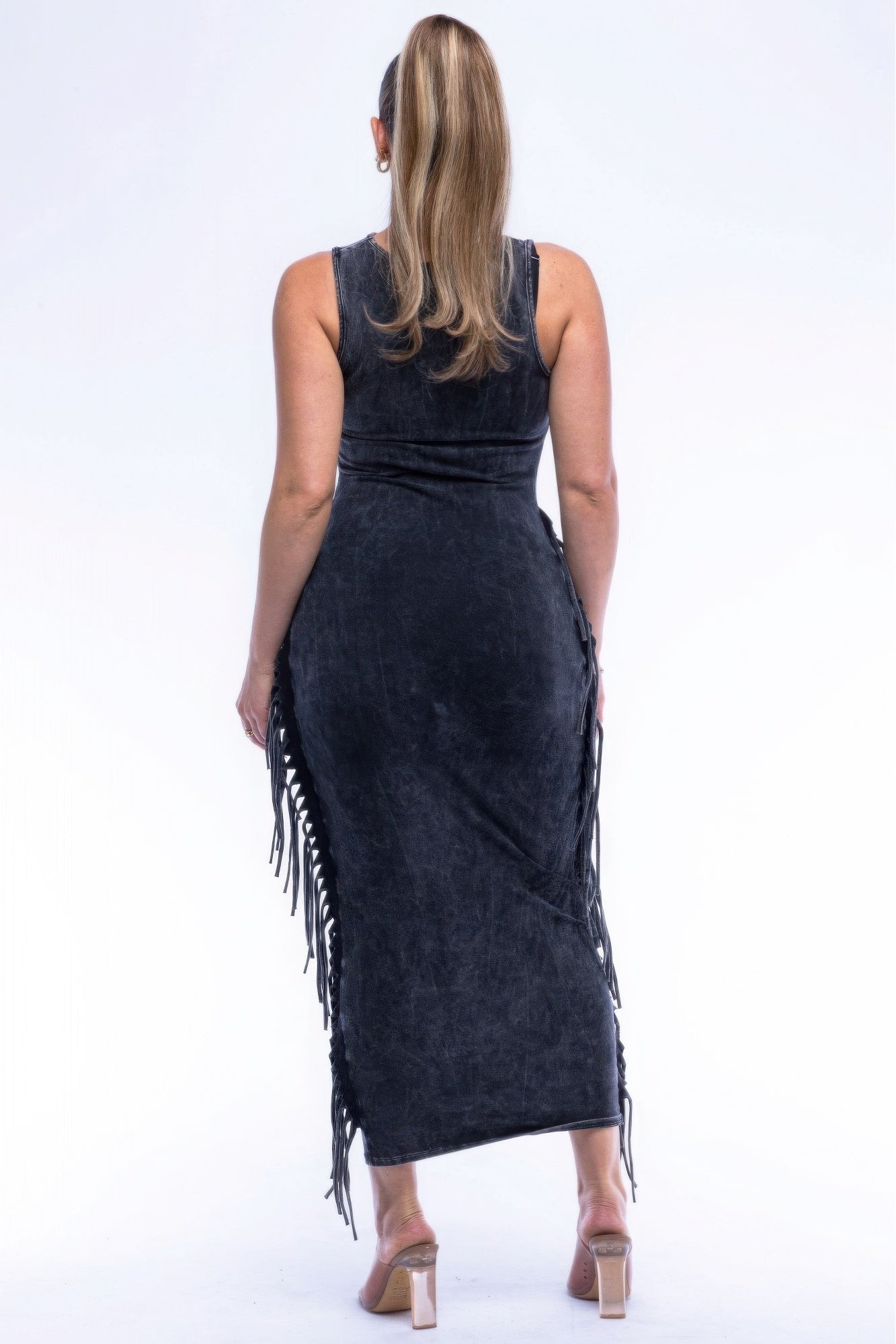 Fringe Cut Out Maxi Dress JoySkyBoutique