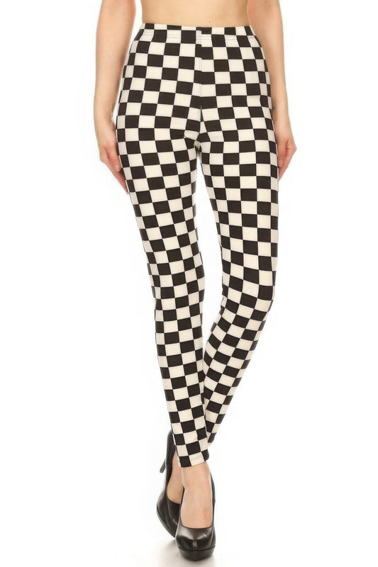 Checkered Printed High Waisted Leggings JoySkyBoutique