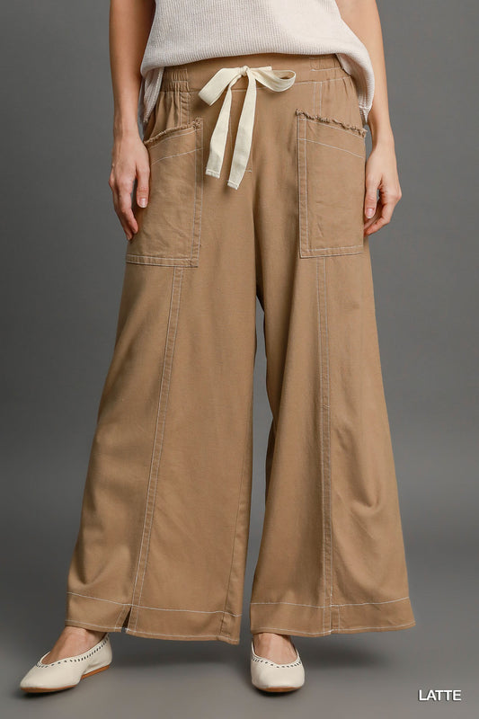 Wide Leg Pull On Pants JoySkyBoutique