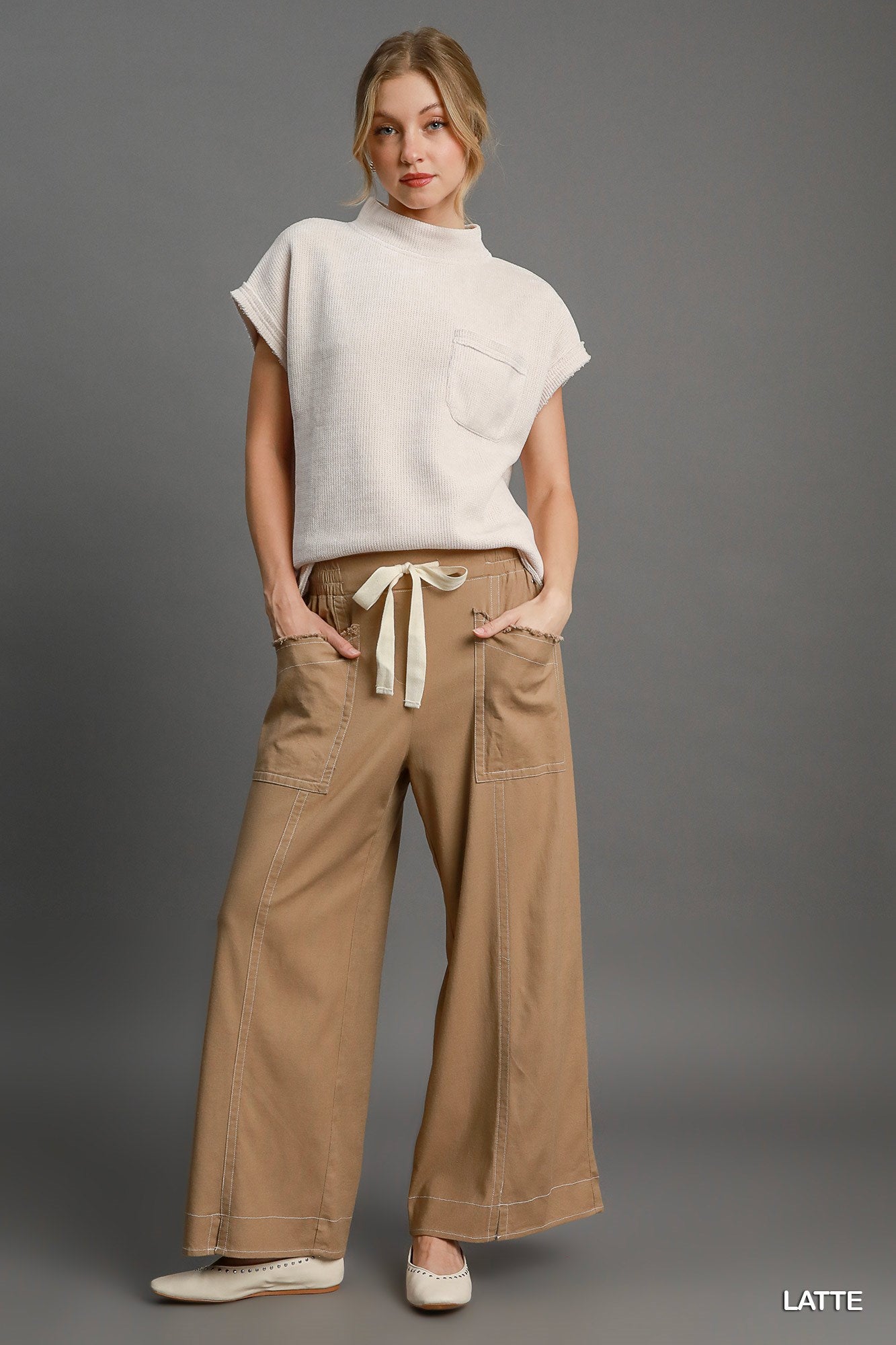 Wide Leg Pull On Pants JoySkyBoutique