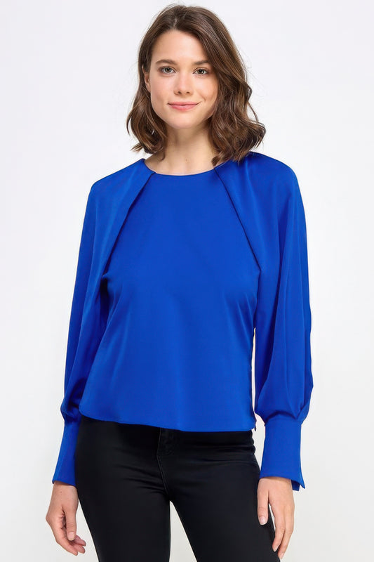 Raglan Long Sleeve Top With Back Neck Tie JoySkyBoutique