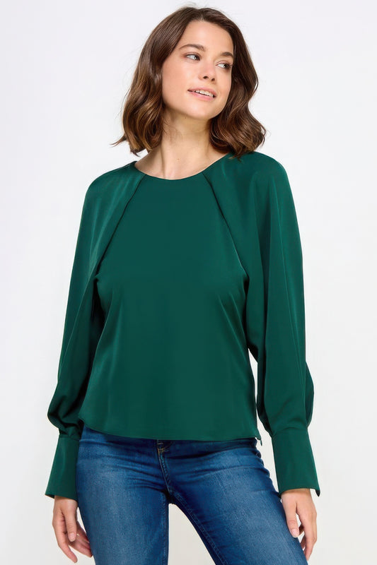 Raglan Long Sleeve Top With Back Neck Tie JoySkyBoutique