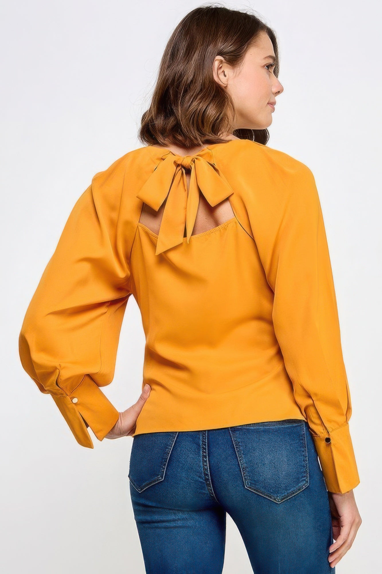 Raglan Long Sleeve Top With Back Neck Tie JoySkyBoutique