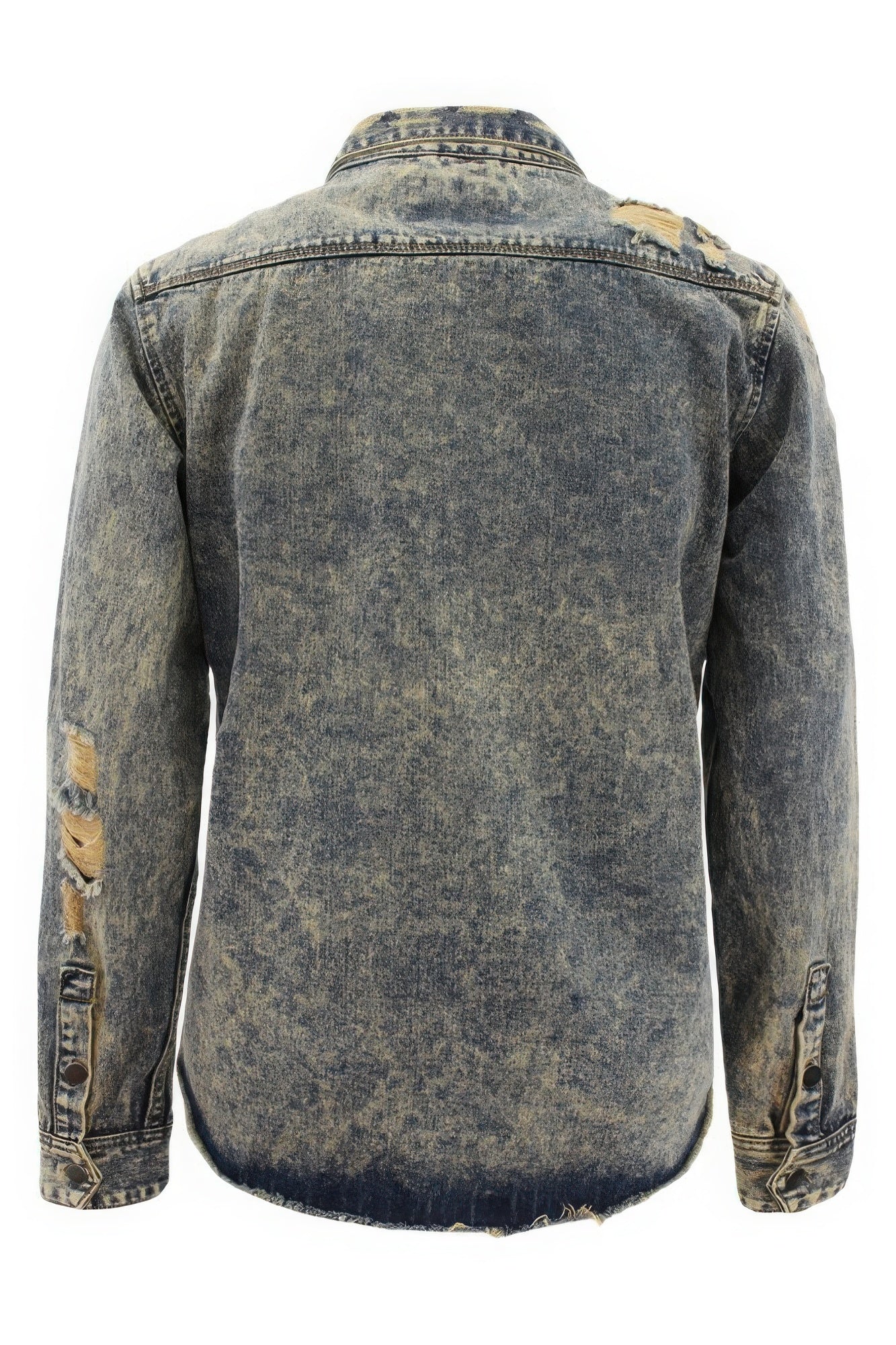 Men's Ripped Denim Overshirt JoySkyBoutique