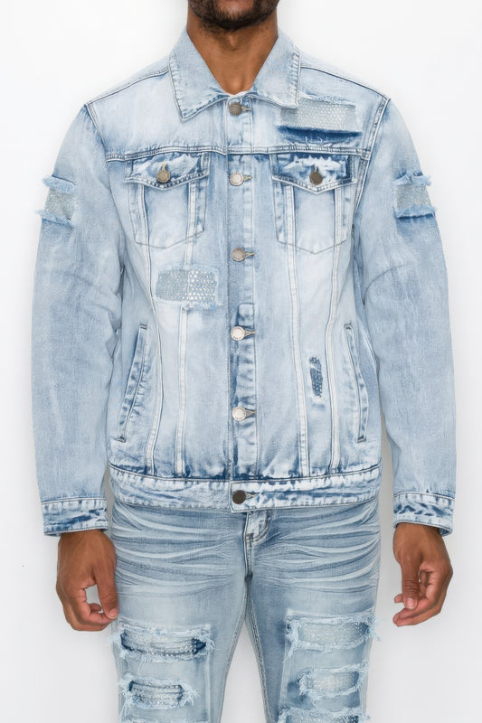 Diamond Denim Jacket JoySkyBoutique