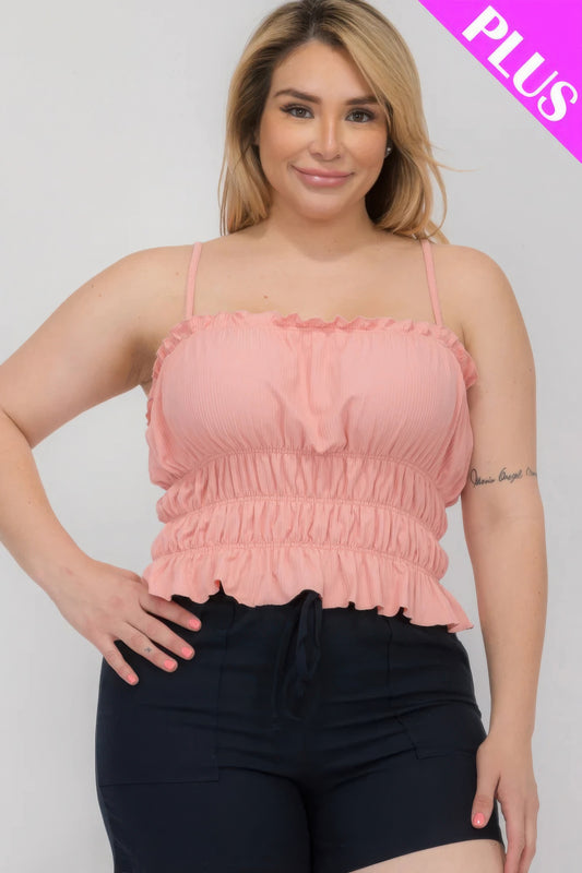 Plus Size Tiered Shirred Body Crop Top JoySkyBoutique