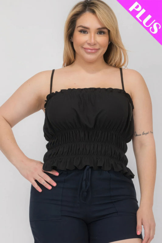 Plus Size Tiered Shirred Body Crop Top JoySkyBoutique