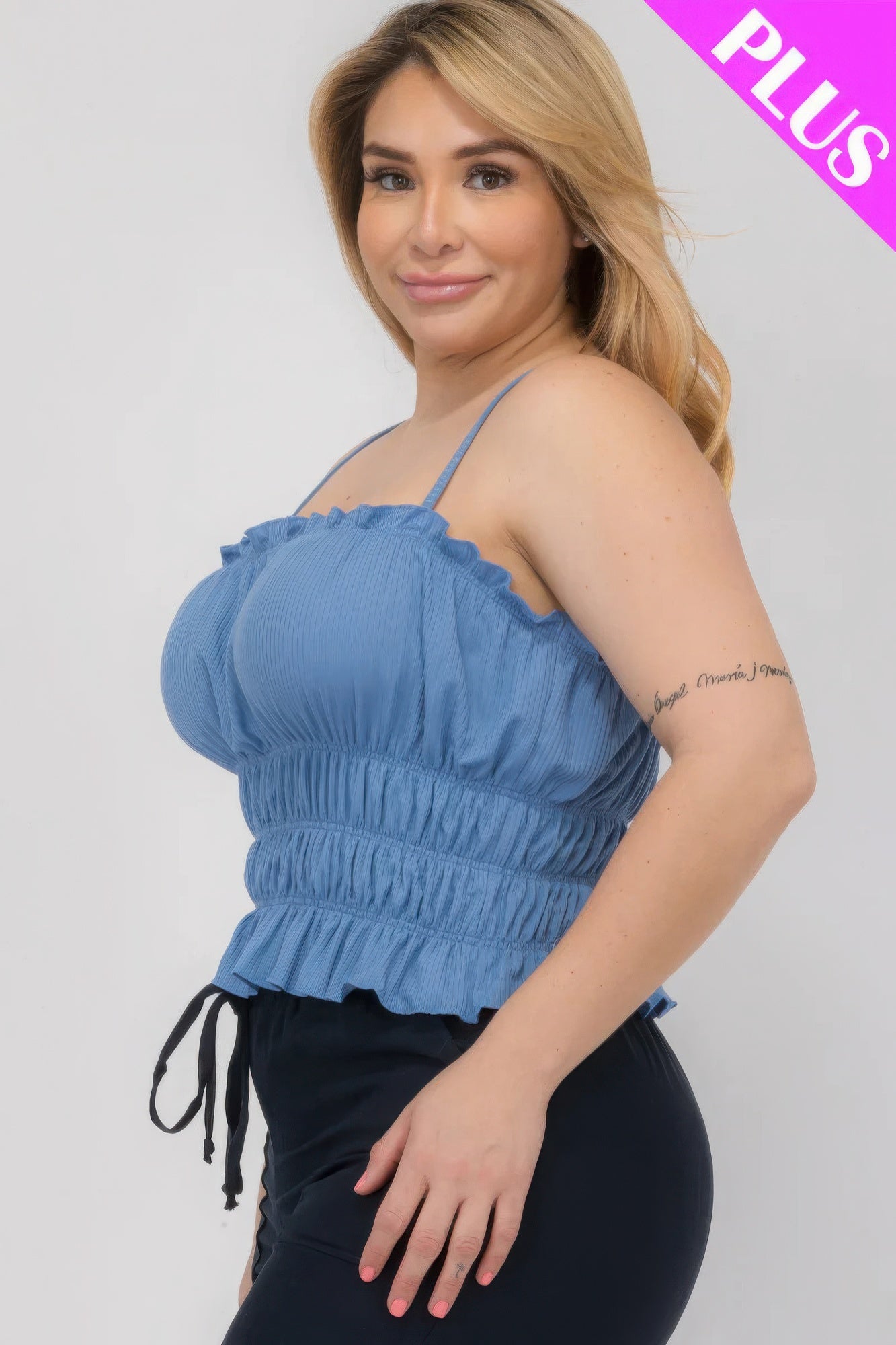 Plus Size Tiered Shirred Body Crop Top JoySkyBoutique