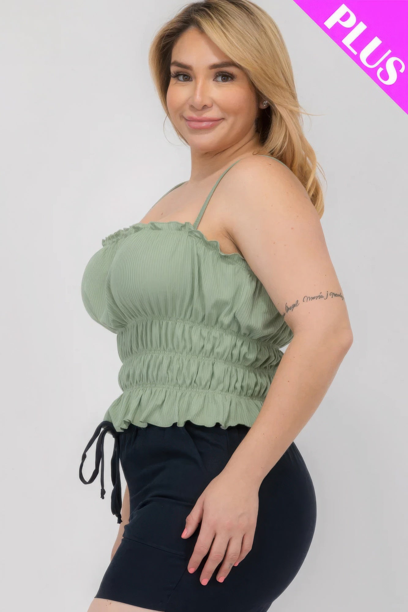 Plus Size Tiered Shirred Body Crop Top JoySkyBoutique