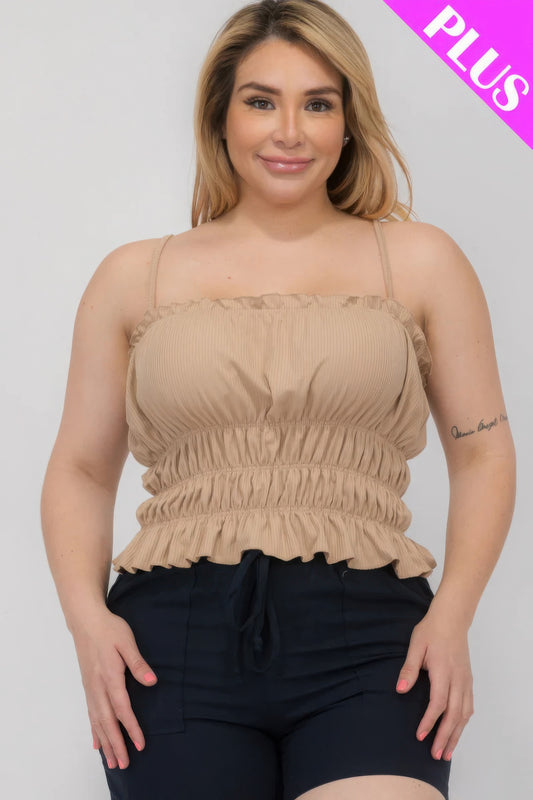 Plus Size Tiered Shirred Body Crop Top JoySkyBoutique