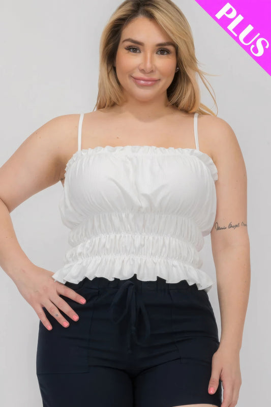 Plus Size Tiered Shirred Body Crop Top JoySkyBoutique