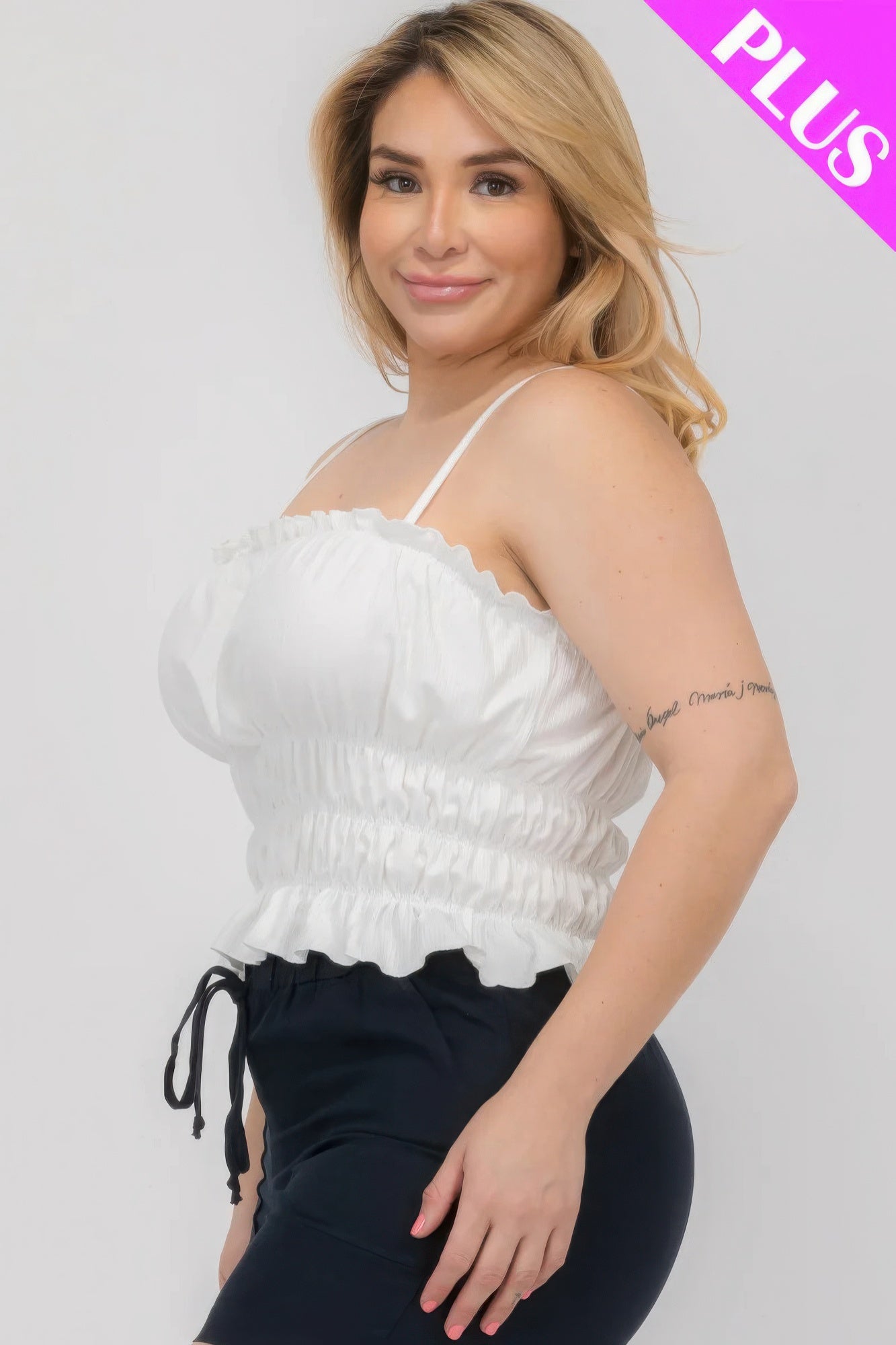 Plus Size Tiered Shirred Body Crop Top JoySkyBoutique