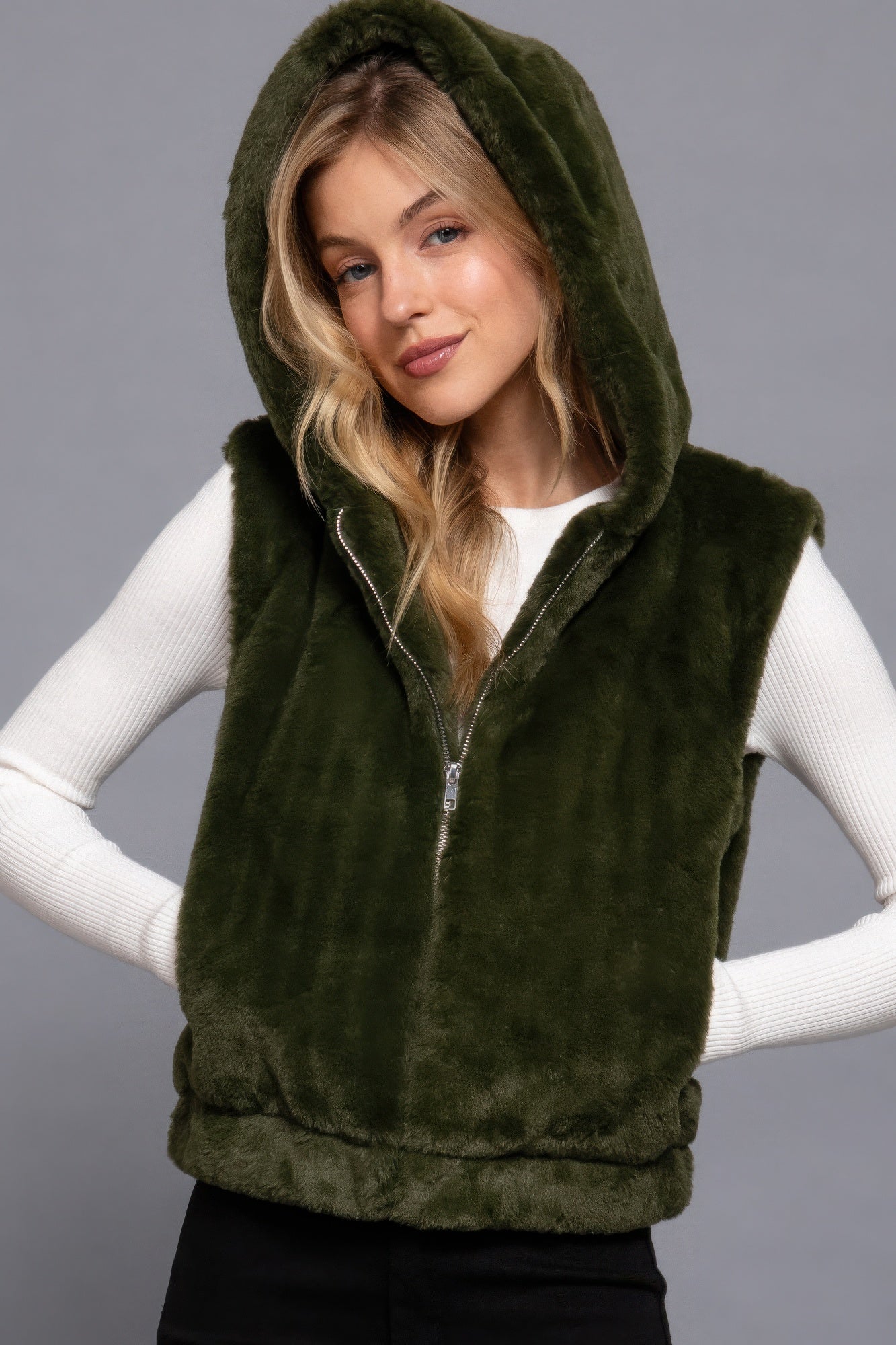 Hoodie Faux Fur Vest JoySkyBoutique