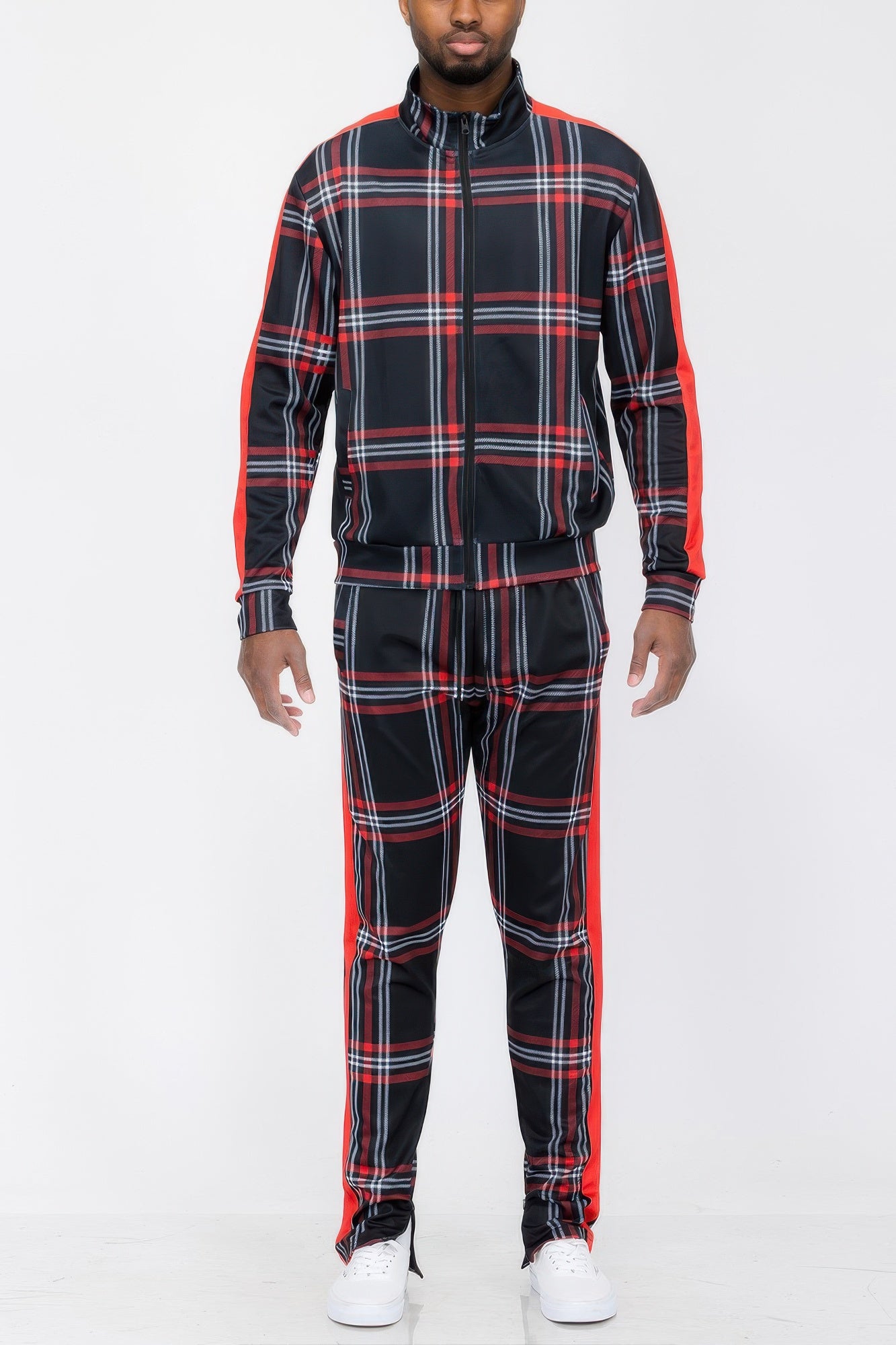 Plaid Checkered Full Zip Track Pants JoySkyBoutique