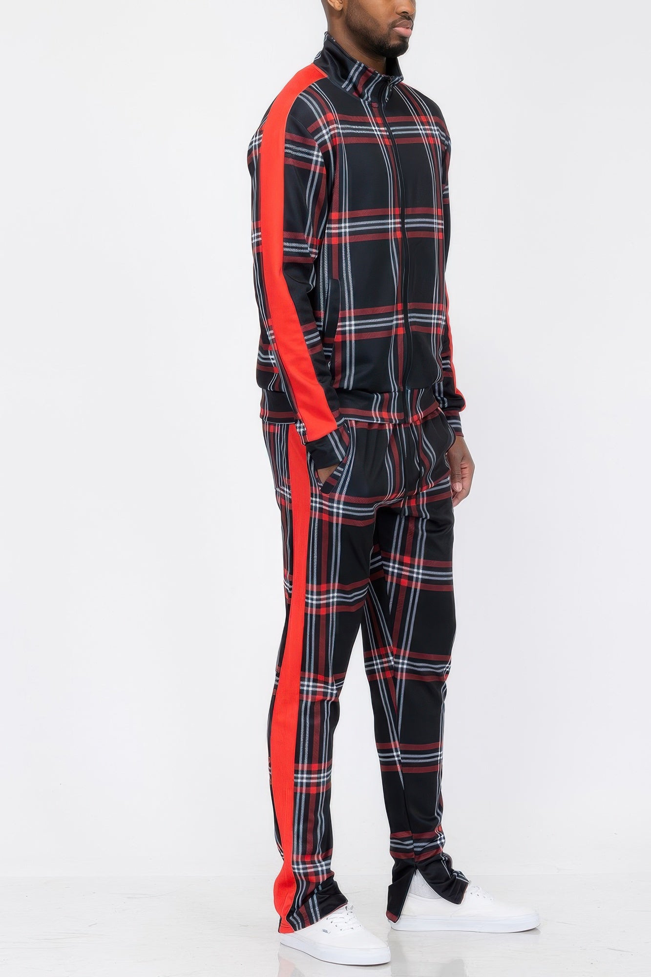 Plaid Checkered Full Zip Track Pants JoySkyBoutique