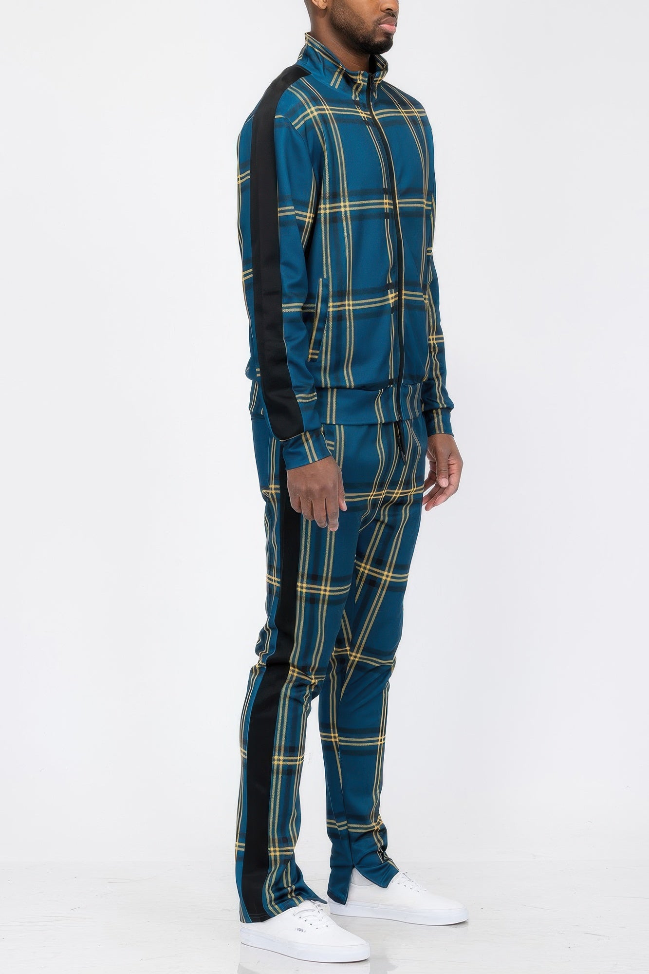 Plaid Checkered Full Zip Track Pants JoySkyBoutique