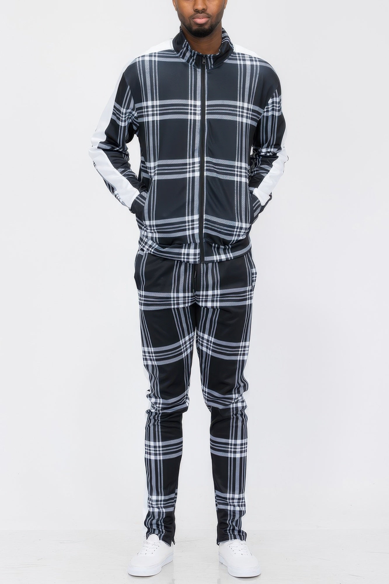 Plaid Checkered Full Zip Track Pants JoySkyBoutique