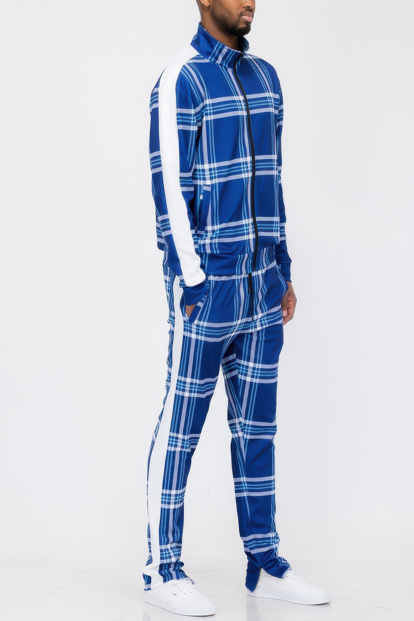 Plaid Checkered Full Zip Track Pants JoySkyBoutique