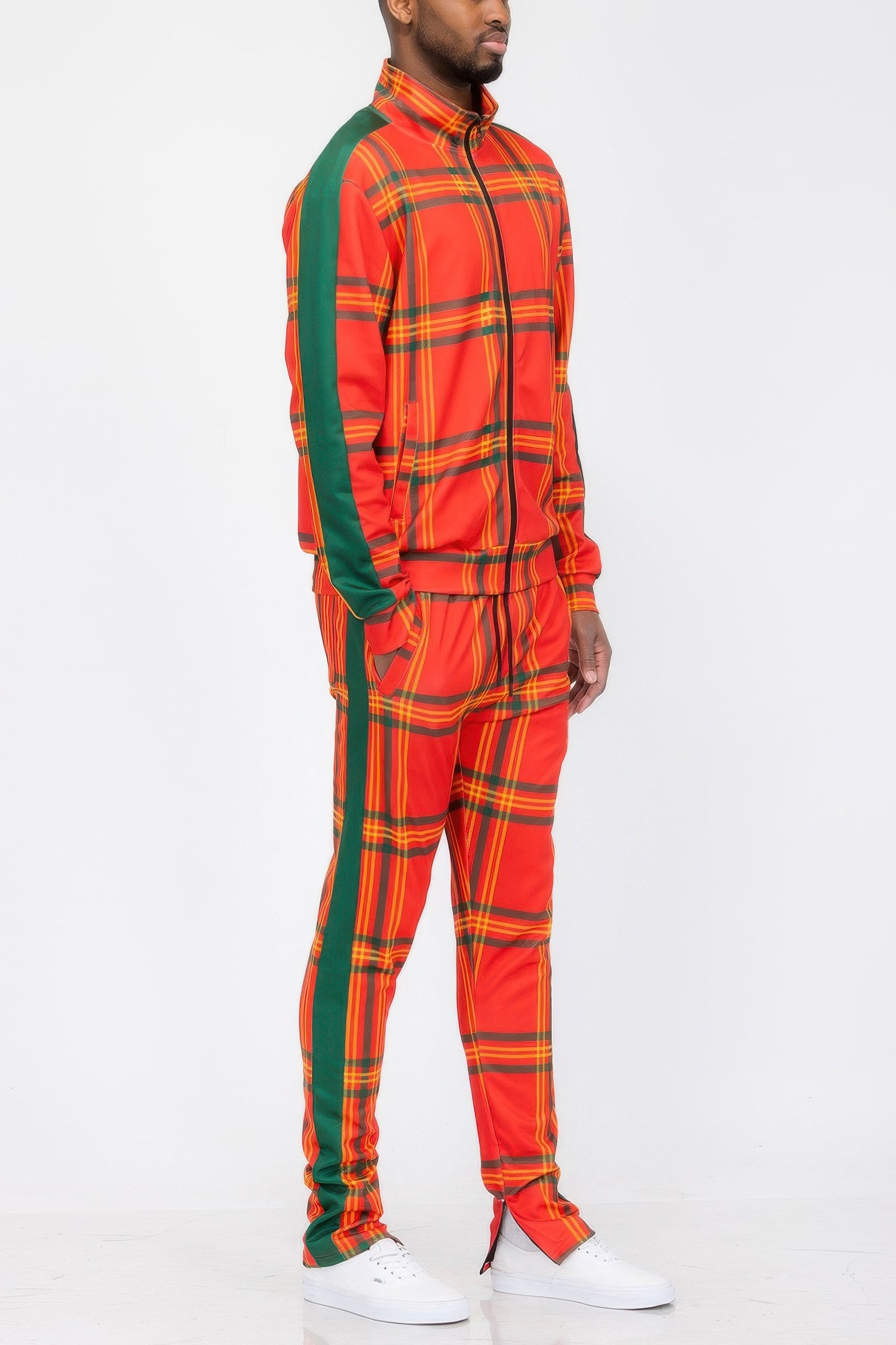 Plaid Checkered Full Zip Track Pants JoySkyBoutique