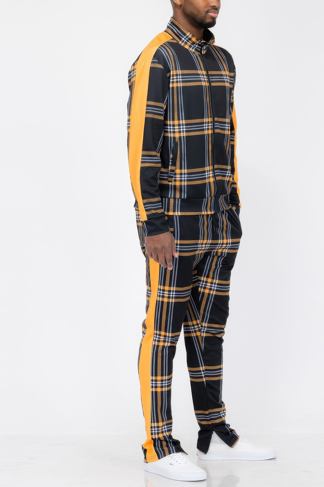 Plaid Checkered Full Zip Track Pants JoySkyBoutique